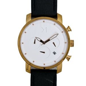 MVMT Chronograph 40 Gold Plated White Dial Men's Genuine Leather Watch